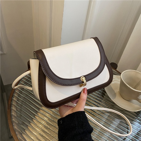 underarm female new fashion stitching contrast color small square messenger bag21.5*14*6.5cm's discount tags