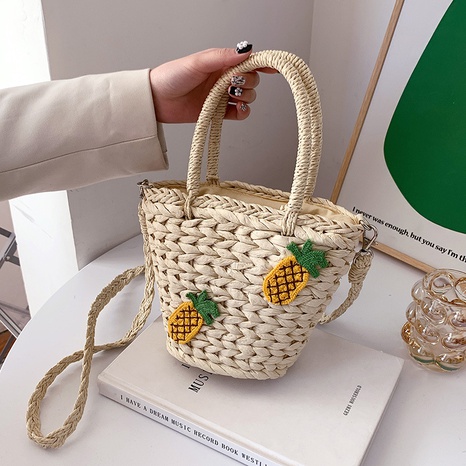 straw women's new bucket beach one-shoulder messenger bag22*17*10cm's discount tags