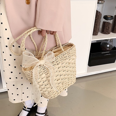 hand-woven women's new spring messenger beach straw bag33*22*10cm's discount tags