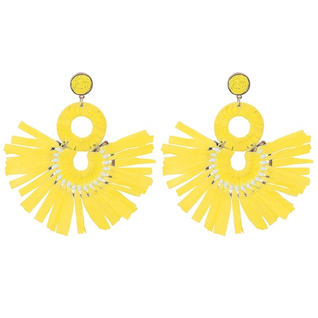 fashion geometric raffia fan-shaped drop earrings wholesale's discount tags