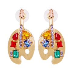 Geometric Retro Palette Stud Earrings Color Trend Ear Jewelry