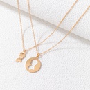 simple golden head alloy geometric letter multilayer necklacepicture8