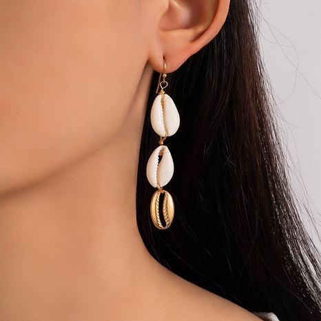 ethnic white shell geometric alloy drop earrings wholesale's discount tags