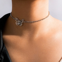 fashion butterfly hollow diamond single layer irregular choker clavicle chain