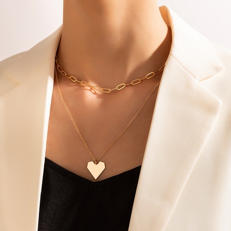 Simple Fashion Geometric Heart Alloy Multilayer Necklace's discount tags