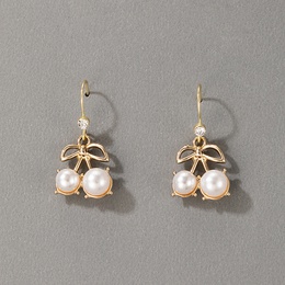 Korean style bowshaped inlaide pearl zircon alloy earrings wholesalepicture8