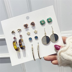 fashion alloy acrylic geometric oil drop earrings 9 pairs wholesale