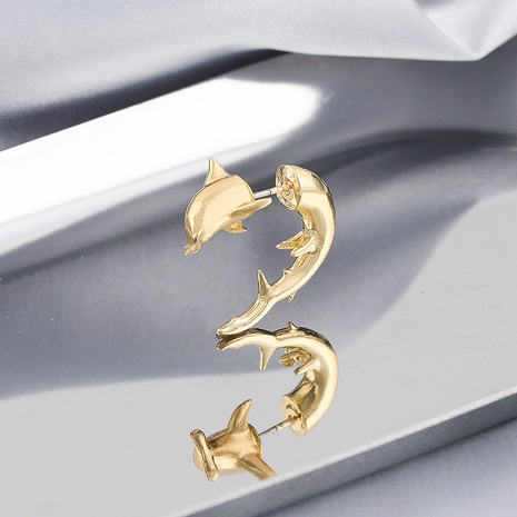 cute solid color small dolphin animal shaped alloy earring's discount tags
