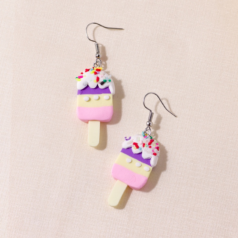 cute creative contrast color mini ice creamshaped resin earrings wholesale