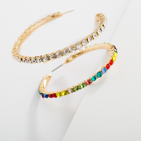simple rhinestone-studded large circle simple fashion creative earrings wholesale's discount tags