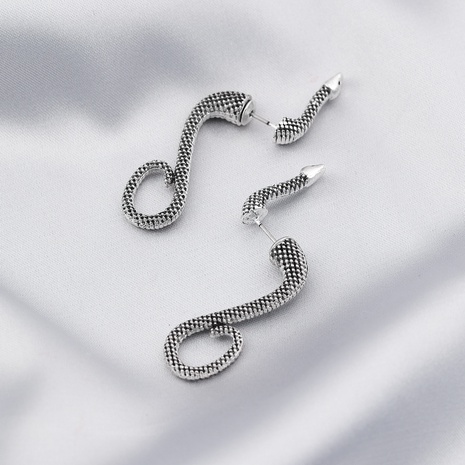 fashion snake-shaped sliver-colored alloy earrings wholesale's discount tags