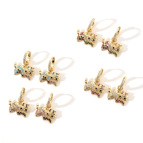 creative tiger zodiac copper micro zircon earrings's discount tags