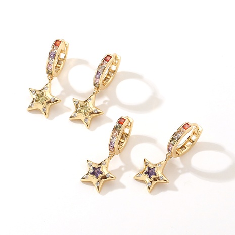 fashion copper gold-plated five-pointed star diamond earrings's discount tags