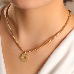 cute golden hollow flower bead alloy necklace