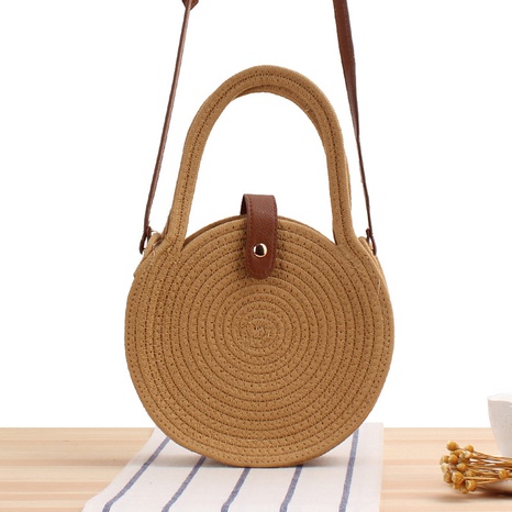 new round cotton rope shoulder straw woven bag 23*23*8cm NHSRH667635's discount tags