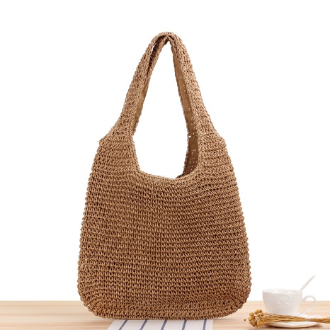 casual large-capacity one-shoulder straw hand-woven bag 42*32cm NHSRH667634's discount tags
