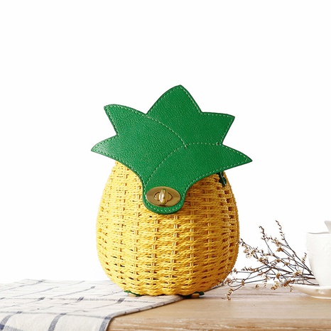 cute pineapple shape menssenger portable straw bag 17*19*14cm NHSRH667639's discount tags
