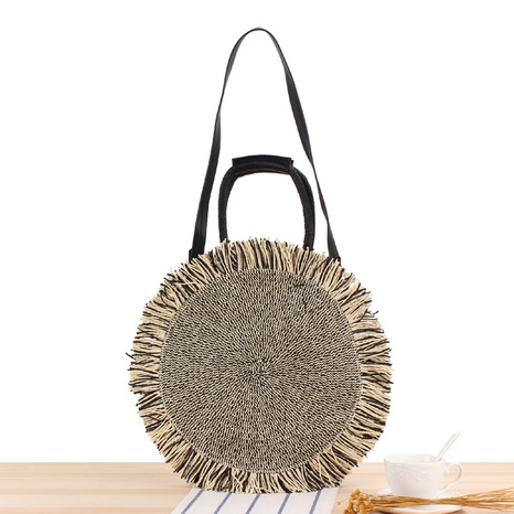 simple style hand-held single-shoulder dual-use straw woven bag 30*30*10cm NHSRH667644's discount tags