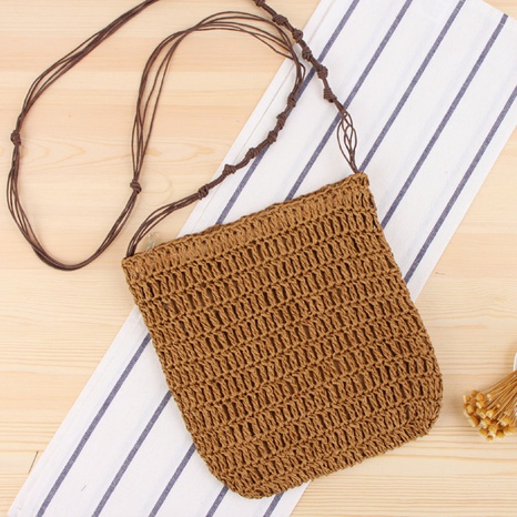 fashion simple solid color messenger straw woven bag 22*23cm NHSRH667645's discount tags