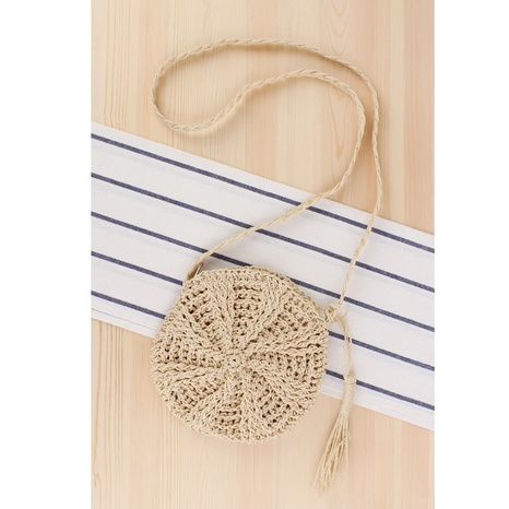 new round tassel handmade shoulder messenger straw woven bag 22*22cm NHSRH667648's discount tags