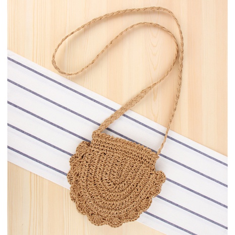 cute shell shape one-shoulder hand-woven messenger straw bag NHSRH667655's discount tags
