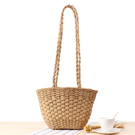 solid color simple straw woven retro woven shoulder fashion tissue paper rope bag9*18*21cm NHSRH667657's discount tags