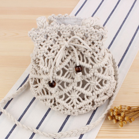 new ethnic style handmade cotton thread woven messenger straw bag 20*23cm NHSRH667658's discount tags