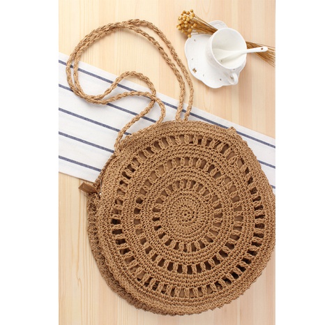 new hand crochet round one shoulder straw hollow woven bag beach38*7cm NHSRH667665's discount tags