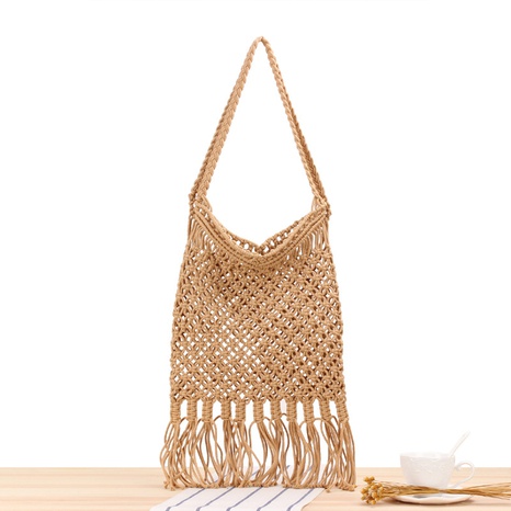 new hollow hand-woven tassel one-shoulder straw bag 30*30cm NHSRH667666's discount tags