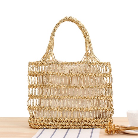 new thread hollow hand crochet hand-held straw woven bag 33*23*9cm NHSRH667672's discount tags