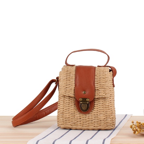 new cover hand-woven beach messenger straw bag 16*19*10cm NHSRH667674's discount tags