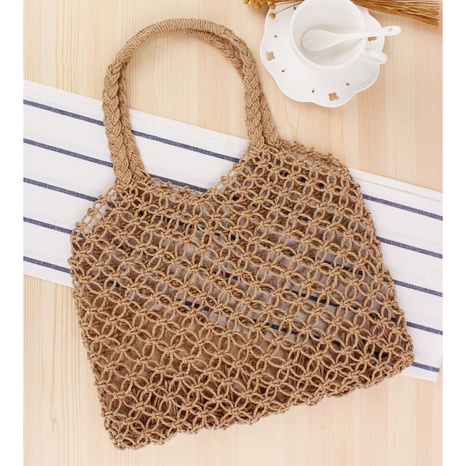 hollow hand-woven female straw woven paper rope mesh bag35*45cm NHSRH667680's discount tags