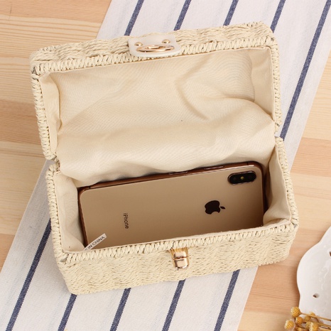 new messenger hand-carrying casual small square straw woven beach bag 19*15*8cm NHSRH667784's discount tags