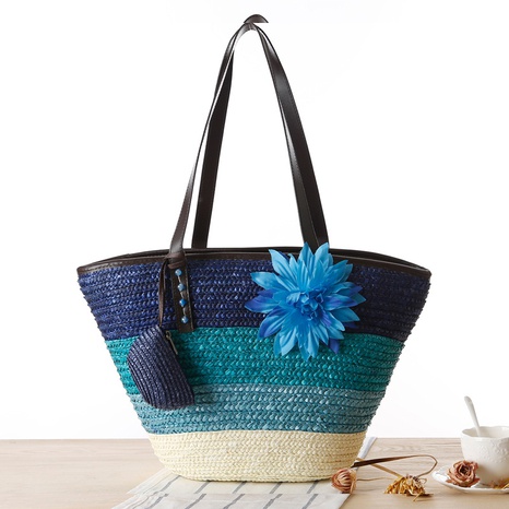new Korean version hit color shoulder hand-woven straw bag 45*30cm NHSRH667788's discount tags