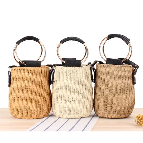 new simple handmade dual-use straw woven cylinder bag 20*13*13cm NHSRH667801's discount tags