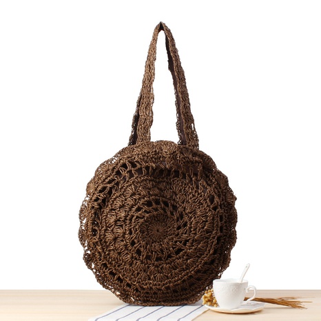 new simple hollow round one-shoulder straw woven bag 40*10*40cm NHSRH667811's discount tags