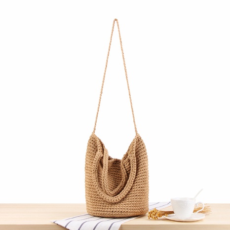 Bohemian style one-shoulder hand-carried straw woven bag 32*35cm NHSRH667817's discount tags