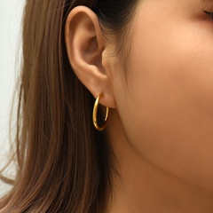 simple new electroplating 18K golden copper hoop earrings
