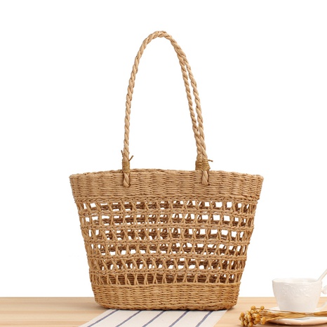 new hollow one-shoulder straw hand-woven bag 37*25*26cm NHSRH667825's discount tags