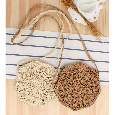 new octagonal hollow messenger hand-woven straw bag 20*20cm NHSRH667846's discount tags