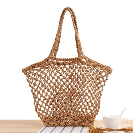 new hand-woven cotton rope shoulder net pocket bag 27*18*30cm NHSRH667857's discount tags