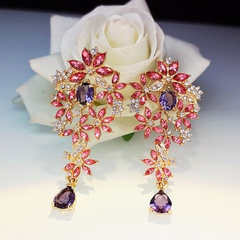Diamant-Zirkon-Ohrringe mit hohlen, mit Blumen besetzten Diamanten im koreanischen Stil