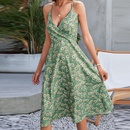 summer new print suspender skirt bow Aline skirt floral dresspicture7