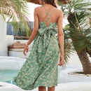 summer new print suspender skirt bow Aline skirt floral dresspicture12