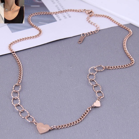 Korean Style Fashion Heart Titanium Steel Short Necklace NHSC672659's discount tags