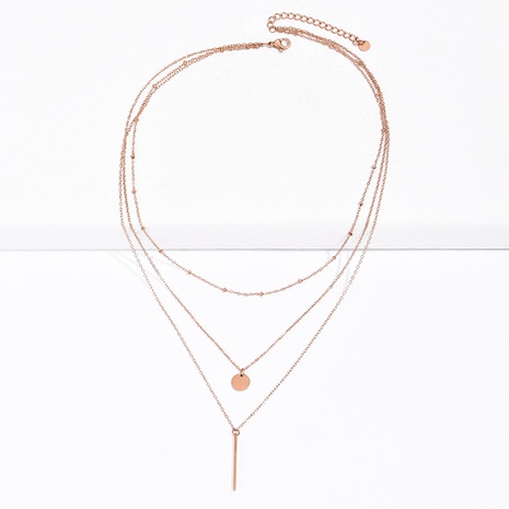 Titanium Steel Rose Gold Plated Fashion Pendant Triple Layer Necklace NHMIY672643's discount tags