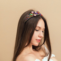 Retro Wide Brim Colorful Gemstone Headband