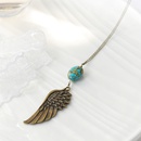 retro feathers carved eagle wings inlaid turquoise pendant necklacepicture10