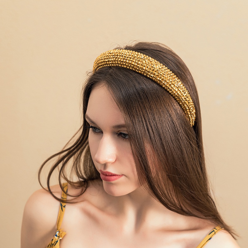 Fashion Vintage Style Sponge Gold Rhinestone Headband
