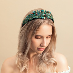 Baroque Vintage Colorful Diamond Wide Brim Headband